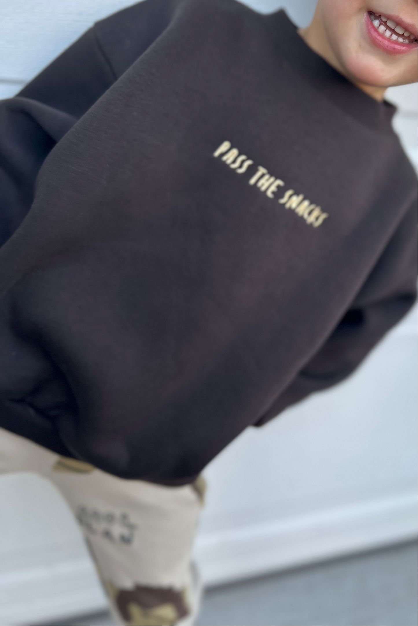 chunky “pass the snacks” crewneck