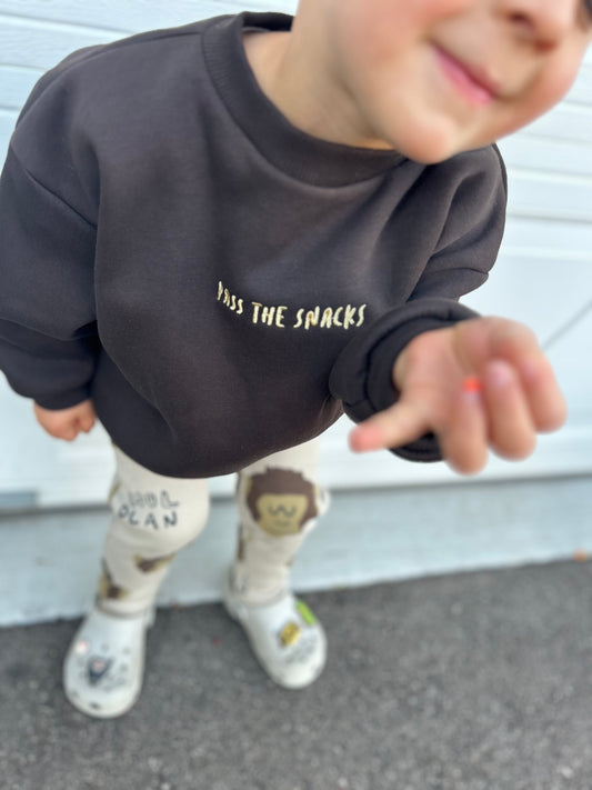 chunky “pass the snacks” crewneck